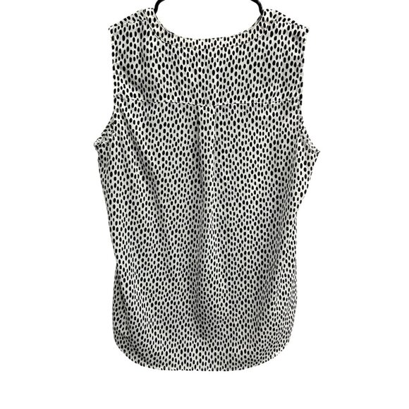 Adrianna Papell NWT Black White Polka Dot Sleeveless Blouse Size Medium - Picture 2 of 10